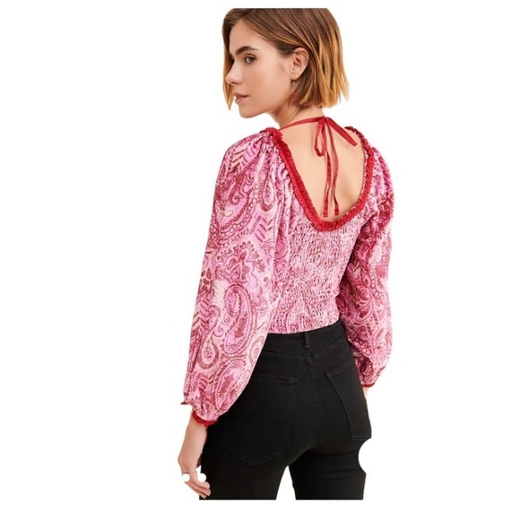 Free PEOPLE, DARE‎ ME VELVET, BLOUSE WOMENS NEW WITH TAGS, PINK, - Picture 3 of 16